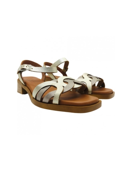 SANDALIAS TACON BAJITO MUJER PIEL PLANTILLA DE GEL 4458 JORD