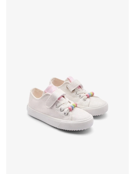 ZAPATILLA LONA NIÑA CONGUITOS GLITTER BLANCO ROSA COSH280409