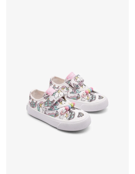 ZAPATILLA LONA NIÑA CONGUITOS BLANCAS MULTICOLOR UNICORNIO F