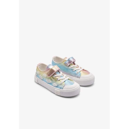 ZAPATILLA LONA NIÑA CONGUITOS CIERRE DE TIRAS NUBES MULTICOL 2