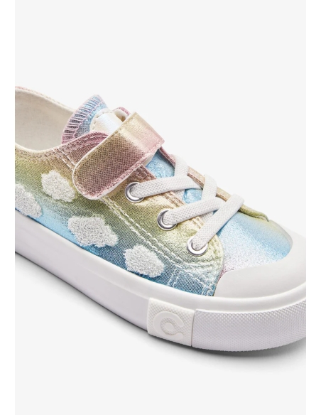 ZAPATILLA LONA NIÑA CONGUITOS CIERRE DE TIRAS NUBES MULTICOL