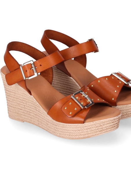 SANDALIAS MUJER CUÑA ALTA PIEL CHIKA 10 CORALINA 01