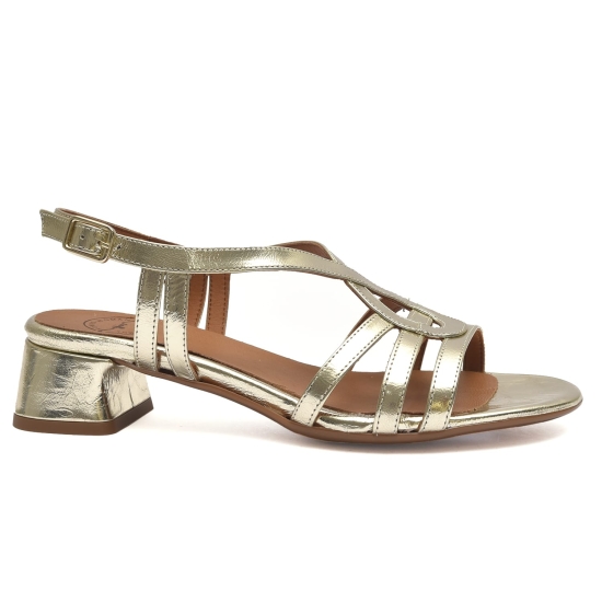 SANDALIAS TACON  BAJITO EN PIEL DORADA DE YOWAS 1288-3