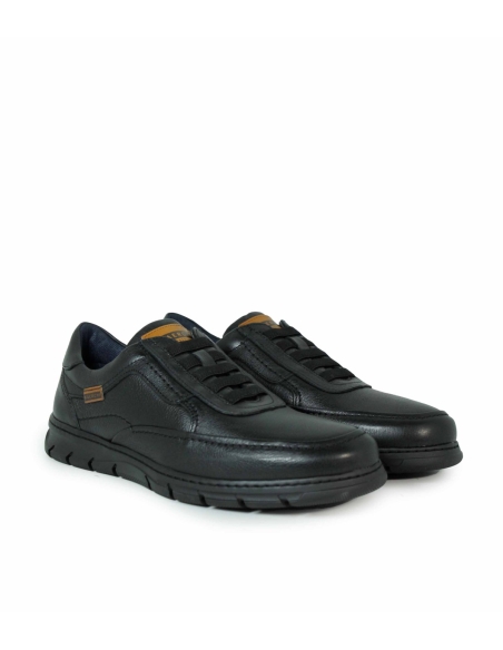 ZAPATOS HOMBRE BAERCHI PIEL NEGRO CORDON ELASTICO