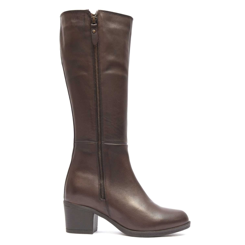 BOTAS MUJER PIEL TACON MEDIO CAÑA ALTA TREINTAS