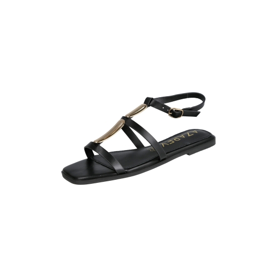 SANDALIAS PLANAS MUJER ADORNO METALICO PLANTA PIEL AZAREY 2