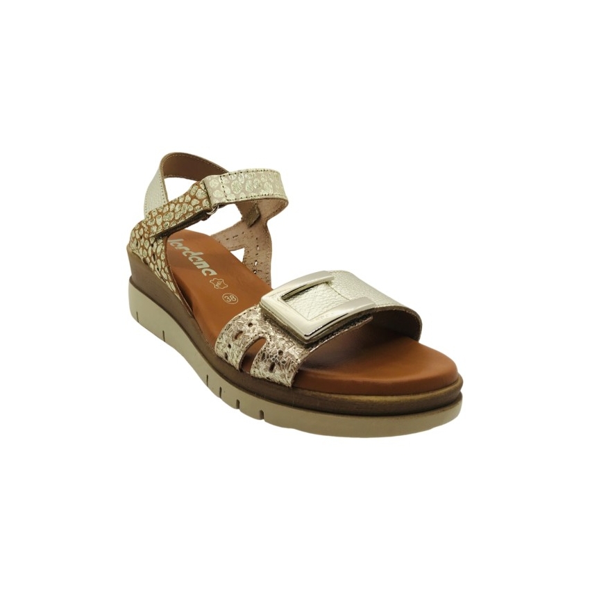 SANDALIAS MUJER CUÑA BAJITA PIEL PLANTILLA DE...