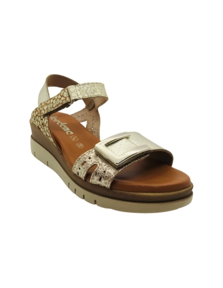 SANDALIAS MUJER CUÑA BAJITA PIEL PLANTILLA DE GEL JORDANA