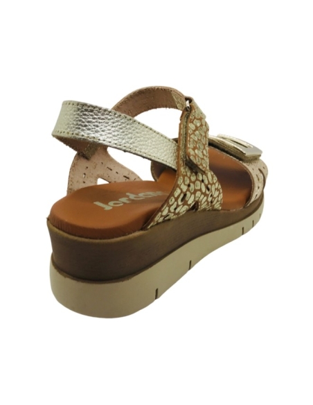 SANDALIAS MUJER CUÑA BAJITA PIEL PLANTILLA DE GEL JORDANA
