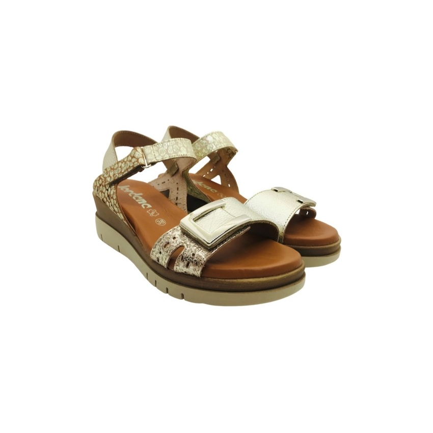 SANDALIAS MUJER CUÑA BAJITA PIEL PLANTILLA DE...
