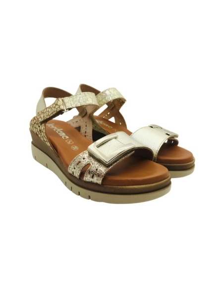 SANDALIAS MUJER CUÑA BAJITA PIEL PLANTILLA DE GEL JORDANA