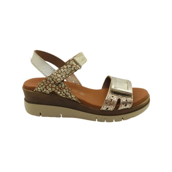 SANDALIAS MUJER CUÑA BAJITA PIEL PLANTILLA DE GEL JORDANA