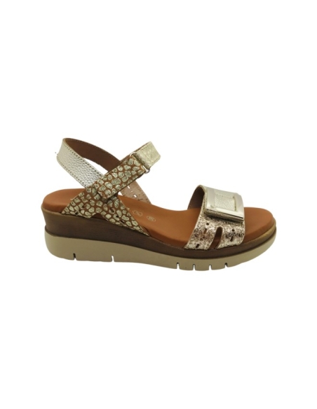 SANDALIAS MUJER CUÑA BAJITA PIEL PLANTILLA DE GEL JORDANA