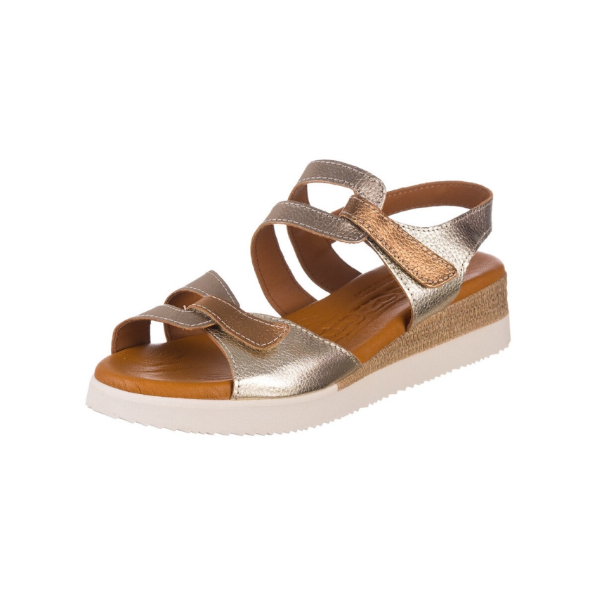 SANDALIAS MUJER CUÑA BAJITA PIEL PLANTIILLA DE...