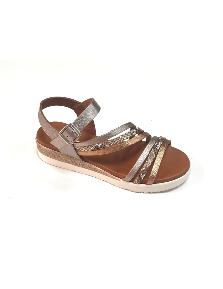 SANDALIAS CUÑA BAJA MUJER PIEL PLANTILLA DE GEL JORDANA