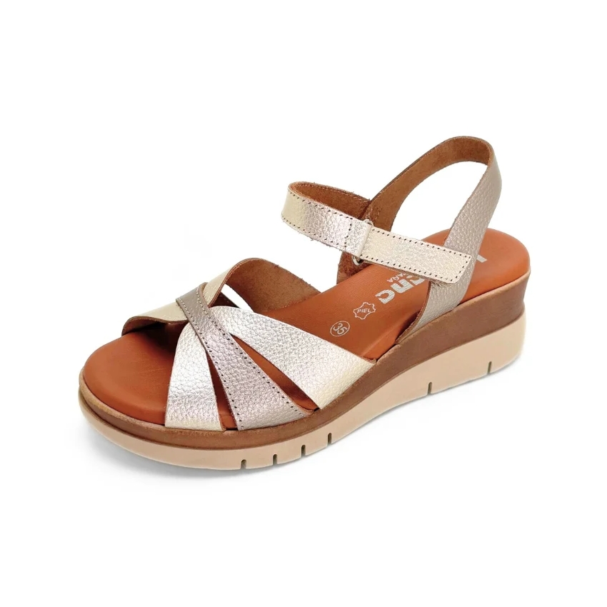 SANDALIAS CUÑA MEDIA MUJER PIEL PLANTILLA DE...