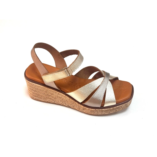 SANDALIAS CUÑA MEDIA MUJER PIEL PLANTILLA DE GEL JORDANA