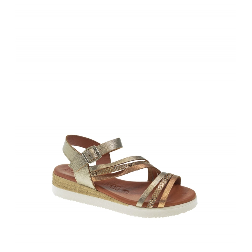 SANDALIAS CUÑA BAJA MUJER PIEL PLANTILLA DE GEL...